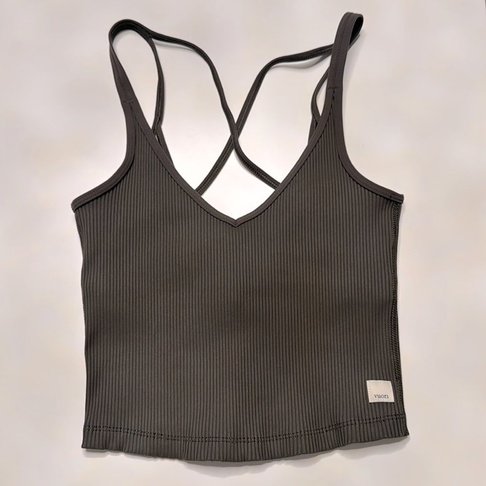 Vuori Olive Green Ribbed Crop